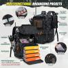 imageRAINSMORE 45L Fishing Backpack with Rod Holders ampamp Rain Cover Large Water Resistant Fishing Tackle bag Store Fishing GearBlack Blue Camouflage