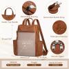 imageRAINSMORE Convertible Backpack Purse for Women Designer PU Leather Backpack Purse Waterproof Womens Fashion Backpack Handbags 133 Inch Anti Theft Crossbody Shoulder Bag for Work Travel College BlackBrown