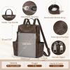 imageRAINSMORE Convertible Backpack Purse for Women Designer PU Leather Backpack Purse Waterproof Womens Fashion Backpack Handbags 133 Inch Anti Theft Crossbody Shoulder Bag for Work Travel College BlackCoffee