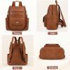 imageRAINSMORE Convertible Backpack Purse for Women Designer PU Leather Backpack Purse Waterproof Womens Fashion Backpack Handbags 133 Inch Anti Theft Crossbody Shoulder Bag for Work Travel College BlackBrown