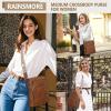 imageRAINSMORE Crossbody Bags for Women Leather Crossbody Purse Designer Womens Shoulder Handbags Trendy Cross Body PurseBrown