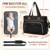 imageRAINSMORE Diaper Bag Tote Large Diaper Baby Bag Waterproof Multifunctional Diaper Bag with Pacifier Case ampamp Changing PadBlack