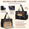 imageRAINSMORE Diaper Bag Tote Large Diaper Baby Bag Waterproof Multifunctional Diaper Bag with Pacifier Case ampamp Changing PadBlack