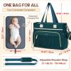 imageRAINSMORE Diaper Bag Tote Large Diaper Baby Bag Waterproof Multifunctional Diaper Bag with Pacifier Case ampamp Changing PadDark Green