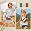 imageRAINSMORE Fanny Packs for Women Leather Belt Bag Waterproof Everywhere Crossbody Waist Pack with Adjustable Strap Retro Sling Chest Bag for Work Running Travel Party Black and Brown with WhiteBlack and Brown with White