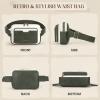 imageRAINSMORE Fanny Packs for Women Leather Belt Bag Waterproof Everywhere Crossbody Waist Pack with Adjustable Strap Retro Sling Chest Bag for Work Running Travel Party Black and Brown with WhiteDark Green with White