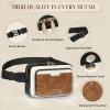 imageRAINSMORE Fanny Packs for Women Leather Belt Bag Waterproof Everywhere Crossbody Waist Pack with Adjustable Strap Retro Sling Chest Bag for Work Running Travel Party Black and Brown with WhiteBlack and Brown with White