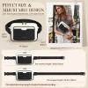 imageRAINSMORE Fanny Packs for Women Leather Belt Bag Waterproof Everywhere Crossbody Waist Pack with Adjustable Strap Retro Sling Chest Bag for Work Running Travel Party Black and Brown with WhiteBlack with White