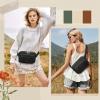 imageRAINSMORE Fanny Packs for Women Leather Belt Bag Waterproof Everywhere Crossbody Waist Pack with Adjustable Strap Retro Sling Chest Bag for Work Running Travel Party Black and Brown with WhiteBlack
