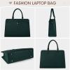 imageRAINSMORE Laptop Bag for Women 156 Inch Laptop Tote Bag Leather Work Bag Waterproof Womens Briefcase Business Office Computer Tote Bag Large Capacity Handbag Shoulder Bag BlackGreen