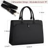 imageRAINSMORE Laptop Bag for Women 156 Inch Laptop Tote Bag Leather Work Bag Waterproof Womens Briefcase Business Office Computer Tote Bag Large Capacity Handbag Shoulder Bag BlackBlack