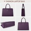 imageRAINSMORE Laptop Bag for Women 156 Inch Laptop Tote Bag Leather Work Bag Waterproof Womens Briefcase Business Office Computer Tote Bag Large Capacity Handbag Shoulder Bag BlackPurple