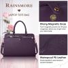 imageRAINSMORE Laptop Bag for Women 156 Inch Laptop Tote Bag Leather Work Bag Waterproof Womens Briefcase Business Office Computer Tote Bag Large Capacity Handbag Shoulder Bag BlackPurple