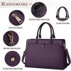 imageRAINSMORE Laptop Bag for Women 156 Inch Laptop Tote Bag Leather Work Bag Waterproof Womens Briefcase Business Office Computer Tote Bag Large Capacity Handbag Shoulder Bag BlackPurple