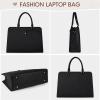 imageRAINSMORE Laptop Bag for Women 156 Inch Laptop Tote Bag Leather Work Bag Waterproof Womens Briefcase Business Office Computer Tote Bag Large Capacity Handbag Shoulder Bag BlackBlack