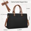 imageRAINSMORE Laptop Bag for Women 156 Inch PU Tote Bag Business Office Work Bag Waterproof Briefcase Computer Tote Lightweight Handbag Shoulder BlackBlack and Dark Brown