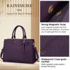 imageRAINSMORE Laptop Bag for Women 156 Inch PU Tote Bag Business Office Work Bag Waterproof Briefcase Computer Tote Lightweight Handbag Shoulder BlackDark Purple