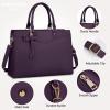 imageRAINSMORE Laptop Bag for Women 156 Inch PU Tote Bag Business Office Work Bag Waterproof Briefcase Computer Tote Lightweight Handbag Shoulder BlackDark Purple