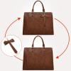 imageRAINSMORE Laptop Bag for Women 156 Inch PU Tote Bag Business Office Work Bag Waterproof Briefcase Computer Tote Lightweight Handbag Shoulder BlackVintage Brown