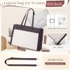 imageRAINSMORE Laptop Bag for Women 156 Inch PU Vegan Leather Work Tote Bag Waterproof Womens Briefcase Designer Computer Bags for Office Teacher College Travel Large Tote Purse Professional Black ampamp BrownDark Purple  Beige