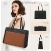 imageRAINSMORE Laptop Bag for Women 156 Inch PU Vegan Leather Work Tote Bag Waterproof Womens Briefcase Designer Computer Bags for Office Teacher College Travel Large Tote Purse Professional Black ampamp BrownBlack  Brown