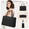 imageRAINSMORE Laptop Bag for Women 156 Inch PU Vegan Leather Work Tote Bag Waterproof Womens Briefcase Designer Computer Bags for Office Teacher College Travel Large Tote Purse Professional Black ampamp BrownBlack
