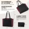 imageRAINSMORE Laptop Bag for Women 156 Inch Work Tote Bags Waterproof Computer Bags Leather Professional Laptop Purse Womens Laptop Briefcase Large Handbag for Office Teacher Travel BlackBlackPurple