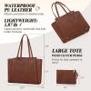 imageRAINSMORE Laptop Bag for Women 156 Inch Work Tote Bags Waterproof Computer Bags Leather Professional Laptop Purse Womens Laptop Briefcase Large Handbag for Office Teacher Travel BlackRetro Brown