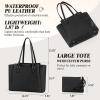 imageRAINSMORE Laptop Bag for Women 156 Inch Work Tote Bags Waterproof Computer Bags Leather Professional Laptop Purse Womens Laptop Briefcase Large Handbag for Office Teacher Travel BlackBlack
