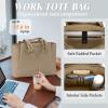 imageRAINSMORE Laptop Bag for Women 156 Inch Work Tote Bags Waterproof Computer Bags Leather Professional Laptop Purse Womens Laptop Briefcase Large Handbag for Office Teacher Travel BlackKhaki