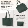 imageRAINSMORE Laptop Bag for Women 156 Inch Work Tote Bags Waterproof Computer Bags Leather Professional Laptop Purse Womens Laptop Briefcase Large Handbag for Office Teacher Travel BlackGreen