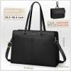 imageRAINSMORE Laptop Bag for Women 156 Inch Work Tote Bags Waterproof Leather Laptop Computer Tote Professional BriefcaseBlack