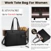 imageRAINSMORE Laptop Bag for Women 156 Inch Work Tote Bags Waterproof Leather Laptop Computer Tote Professional BriefcaseBlack