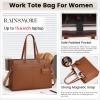 imageRAINSMORE Laptop Bag for Women 156 Inch Work Tote Bags Waterproof Leather Laptop Computer Tote Professional BriefcaseBrown