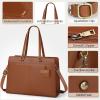 imageRAINSMORE Laptop Bag for Women 156 Inch Work Tote Bags Waterproof Leather Laptop Computer Tote Professional BriefcaseBrown