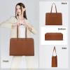 imageRAINSMORE Laptop Bag for Women 156 Inch Work Tote Bags Waterproof Leather Laptop Computer Tote Professional BriefcaseBrown