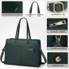 imageRAINSMORE Laptop Bag for Women 156 Inch Work Tote Bags Waterproof Leather Laptop Computer Tote Professional BriefcaseDark Green