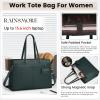 imageRAINSMORE Laptop Bag for Women 156 Inch Work Tote Bags Waterproof Leather Laptop Computer Tote Professional BriefcaseDark Green
