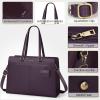 imageRAINSMORE Laptop Bag for Women 156 Inch Work Tote Bags Waterproof Leather Laptop Computer Tote Professional BriefcaseDark Purple