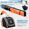 imageRAINSMORE Ski Bag and Boot Bag Combo 360Fully Padded Ski Bags for Air Travel Snowboard Bag Snow Ski Boot Bag Fit Skis Up to 200cm and Boots Up To Size US13 WaterResistant Ski Boot Travel BagBlack  Orange