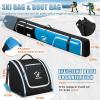imageRAINSMORE Ski Bag and Boot Bag Combo 360Fully Padded Ski Bags for Air Travel Snowboard Bag Snow Ski Boot Bag Fit Skis Up to 200cm and Boots Up To Size US13 WaterResistant Ski Boot Travel BagBlack  Blue
