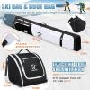 imageRAINSMORE Ski Bag and Boot Bag Combo 360Fully Padded Ski Bags for Air Travel Snowboard Bag Snow Ski Boot Bag Fit Skis Up to 200cm and Boots Up To Size US13 WaterResistant Ski Boot Travel BagBlack  White