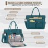 imageRAINSMORE Teacher Tote Bag with Insulated Lunch Compartment 156 inch Laptop Bag for Women Lightweight Work Bags Nurse BagsGreen