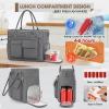imageRAINSMORE Teacher Tote Bag with Insulated Lunch Compartment 156 inch Laptop Bag for Women Lightweight Work Bags Nurse BagsGrey
