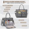 imageRAINSMORE Teacher Tote Bag with Insulated Lunch Compartment 156 inch Laptop Bag for Women Lightweight Work Bags Nurse BagsGrey