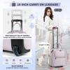 imageRAINSMORE Underseat Carry On Luggage with Wheels 16inch Airline Approved Luggage Lightweight Softside Underseater Travel Suitcases Durable Overnight Bag Rolling Carryon Bag for Women Men BlackPink