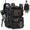 imageRAINSMORE 45L Fishing Backpack with Rod Holders ampamp Rain Cover Large Water Resistant Fishing Tackle bag Store Fishing GearBlack Blue Camouflage