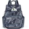 imageRAINSMORE Convertible Backpack Purse for Women Designer PU Leather Backpack Purse Waterproof Womens Fashion Backpack Handbags 133 Inch Anti Theft Crossbody Shoulder Bag for Work Travel College BlackDenim Blue