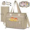 imageRAINSMORE Diaper Bag Tote Large Diaper Baby Bag Waterproof Multifunctional Diaper Bag with Pacifier Case ampamp Changing PadKhaki