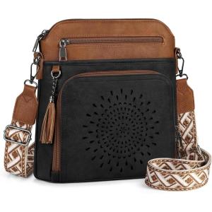 imageRAINSMORE Crossbody Bags for Women Leather Crossbody Purse Designer Womens Shoulder Handbags Trendy Cross Body PurseBlac  Brown